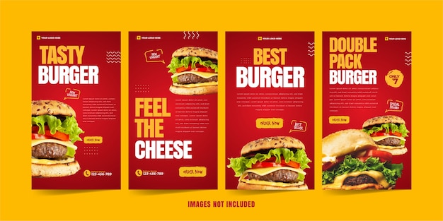 Burger instagram template per social media advertising premium vector
