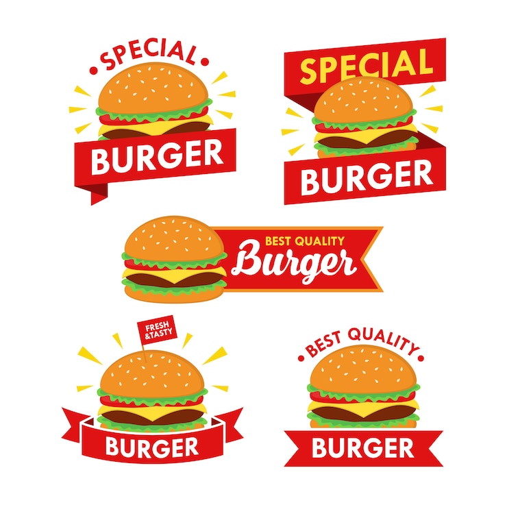 Burger Logo Design Vector Set