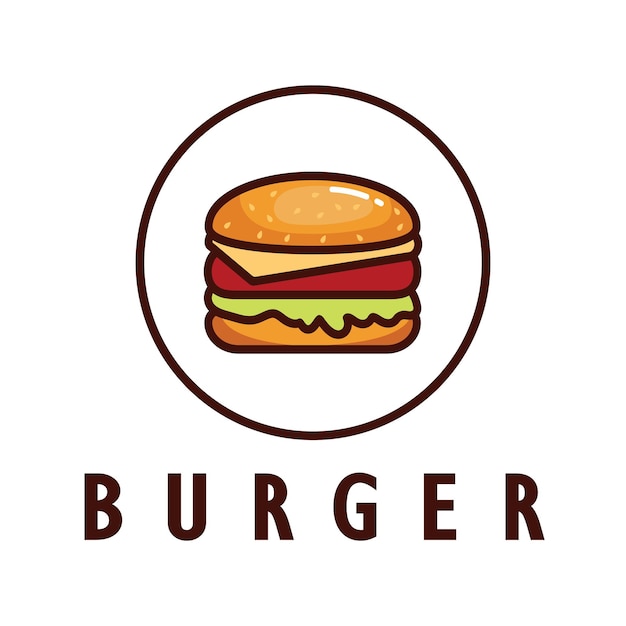 Burger logo illustrazione ristorante emblema caffè hamburger e fabbrica etichetta fast food vettore