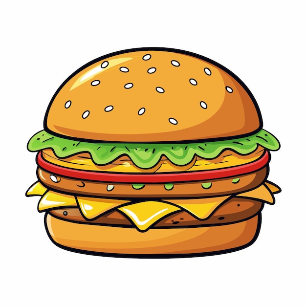Burger stile cartone animato Icon Vector clip art Illustrazione