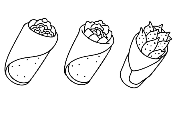 Burritos Line Art che offre tratti culinari artistici minimalisti