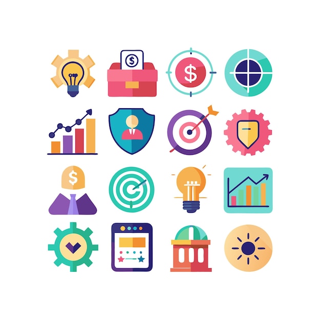Business and Finance Icon Set Collection Vector Illustration per documenti, siti web e applicazioni
