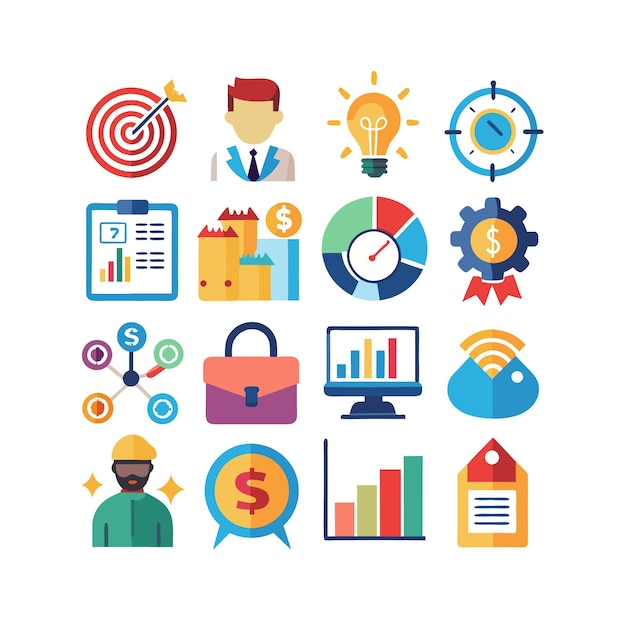 Business and Finance Icon Set Collection Vector Illustration per documenti, siti web e applicazioni
