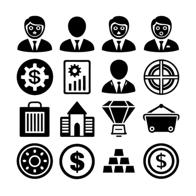 Business and Finance Icon Set Collection Vector Illustration per documenti, siti web e applicazioni