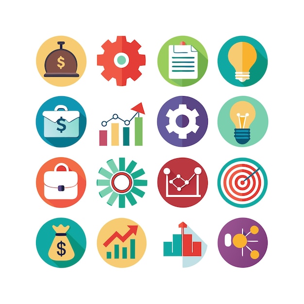 Business and Finance Icon Set Collection Vector Illustration per documenti, siti web e applicazioni