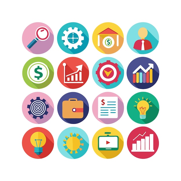 Business and Finance Icon Set Collection Vector Illustration per documenti, siti web e applicazioni