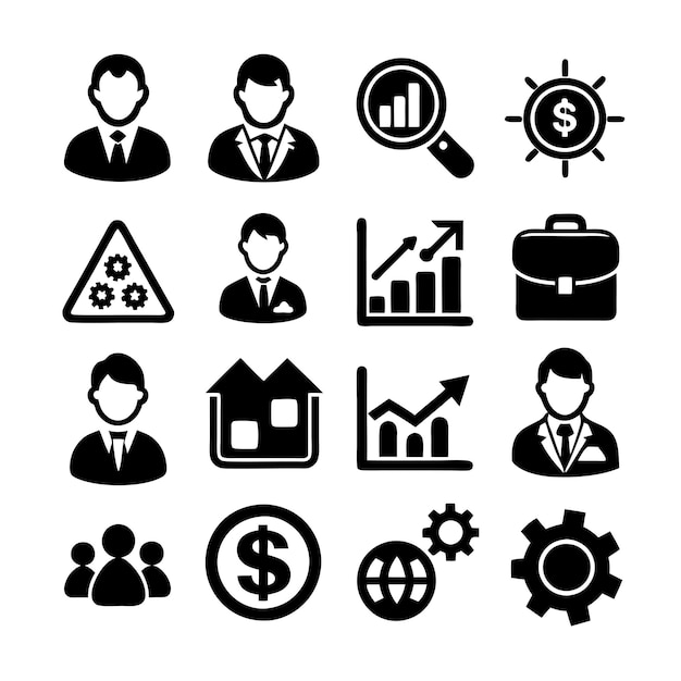 Business and Finance Icon Set Collection Vector Illustration per documenti, siti web e applicazioni