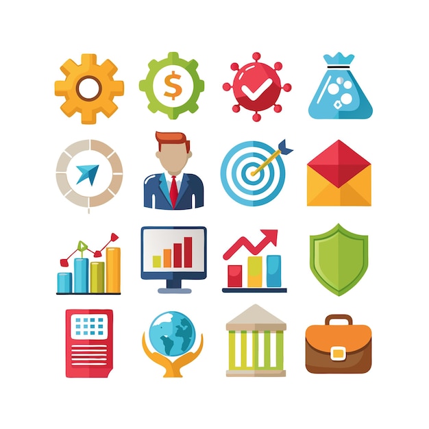 Business and Finance Icon Set Collection Vector Illustration per documenti, siti web e applicazioni