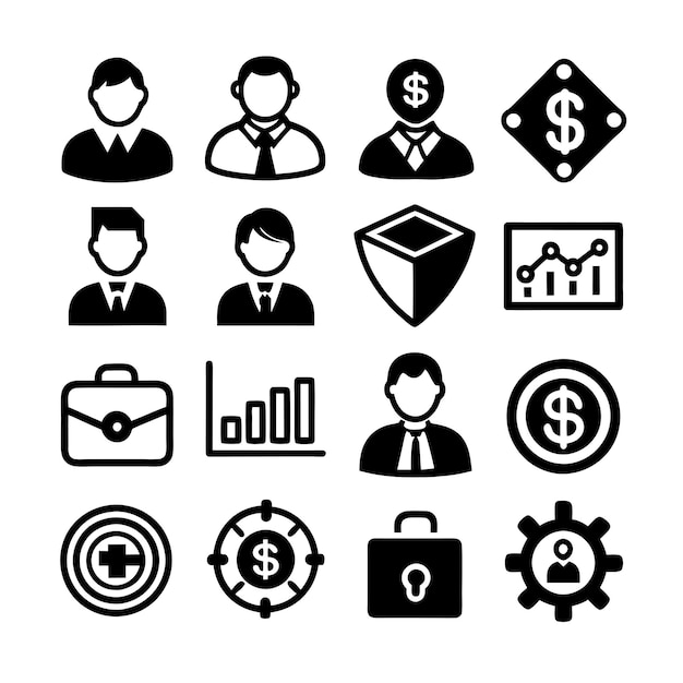 Business and Finance Icon Set Collection Vector Illustration per documenti, siti web e applicazioni
