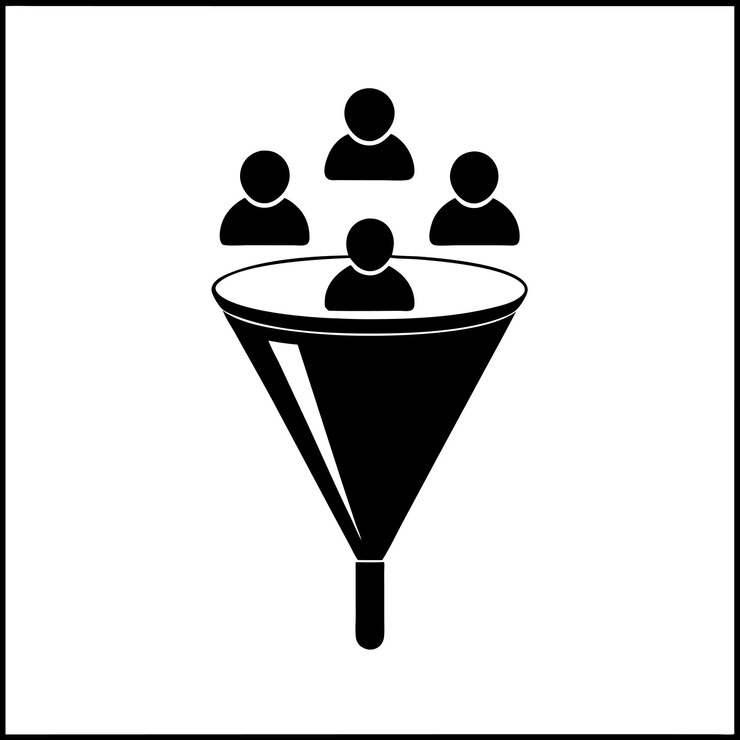 Vettore business content marketing funnel icon vector artwork illustrazione design