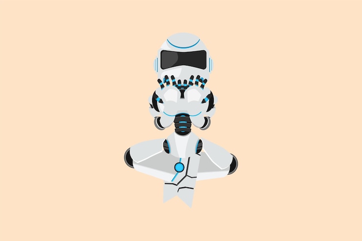 Vettore business design disegno robot depresso disperazione soffrire dolore sindrome da burnout del lavoratore sviluppo tecnologico futuro intelligenza artificiale machine learning illustrazione vettoriale in stile cartone animato piatto