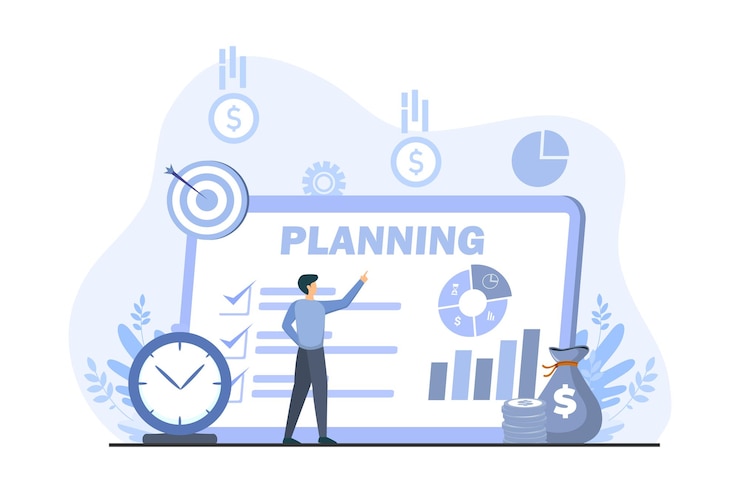 Vettore business finance flat illustration design (disegno illustrativo per le finanze aziendali)