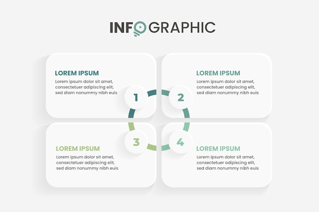 Business Infographic Design con quattro opzioni o passaggi o processi