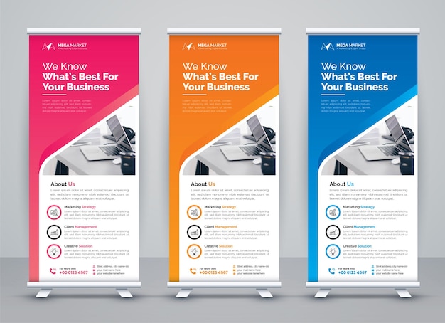 Business roll up banner design corporate x standee pull up banner template per agenzia di marketing