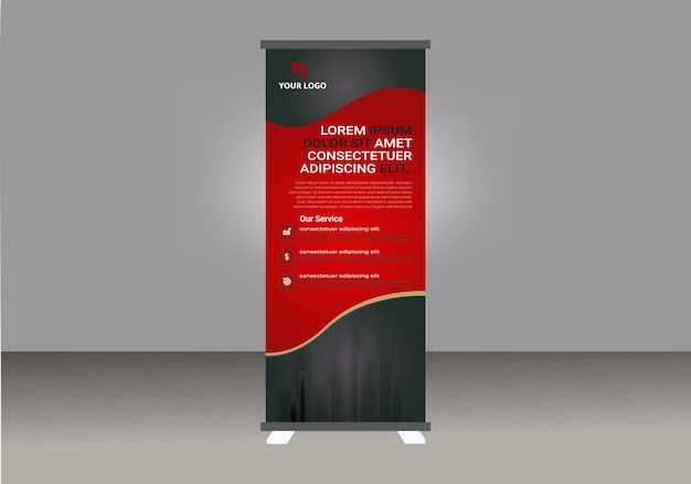 Business Rollup banner template Roll up display banner xbanner vector Roll up banner stand per