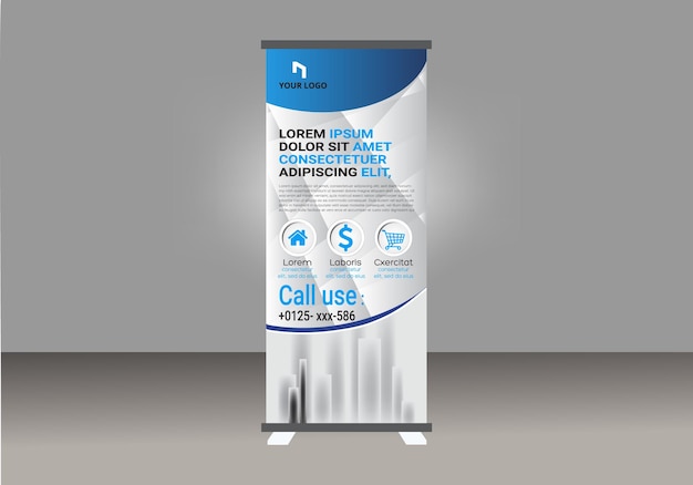 Business Rollup banner template Roll up display banner xbanner vector Roll up banner stand per