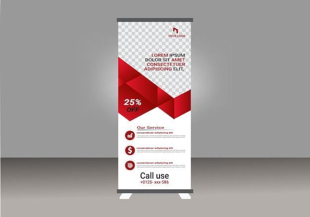 Business Rollup banner template Roll up display banner xbanner vector Roll up banner stand per