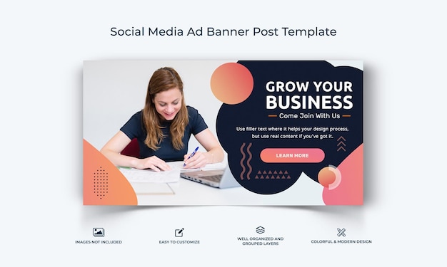 Business Service social media facebook ad banner post template premium vector