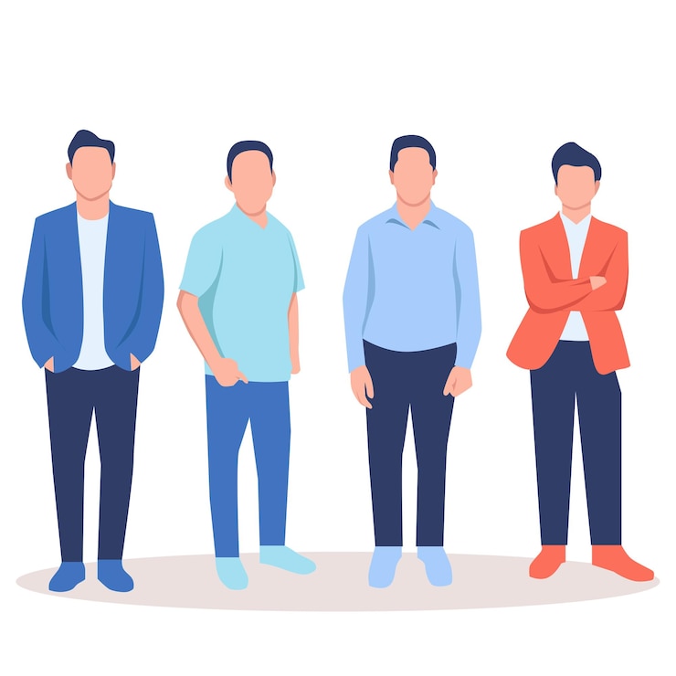 Business team multinazionale illustrazione vettoriale uomo e donna in piedi insieme