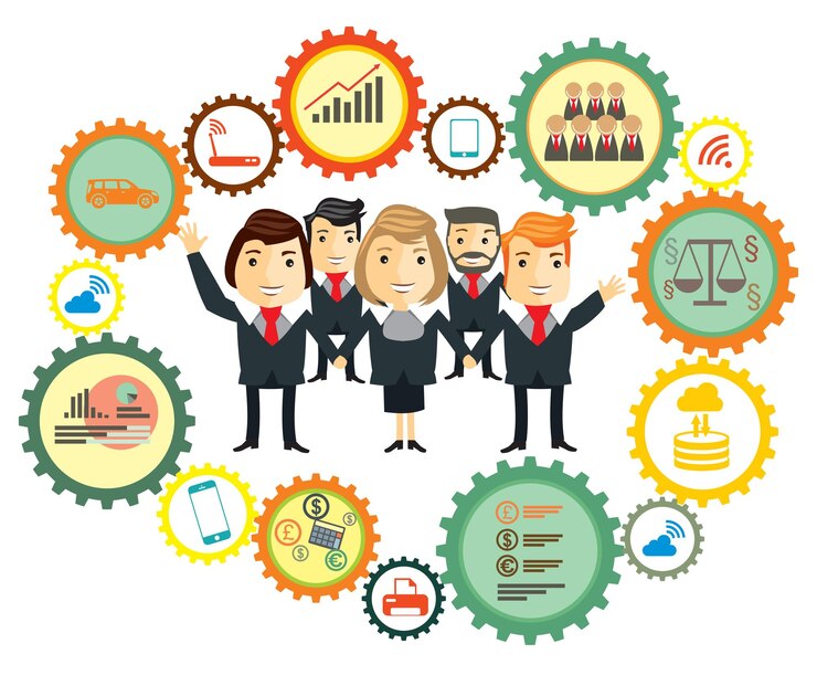 Vettore business team personaggi dei cartoni animati vettore