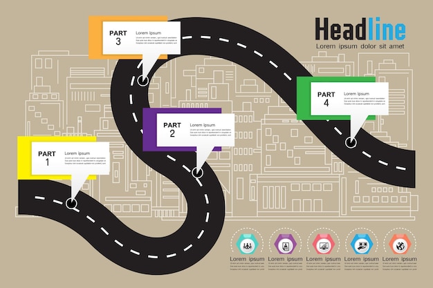 business timeline organizzazione road map infografica