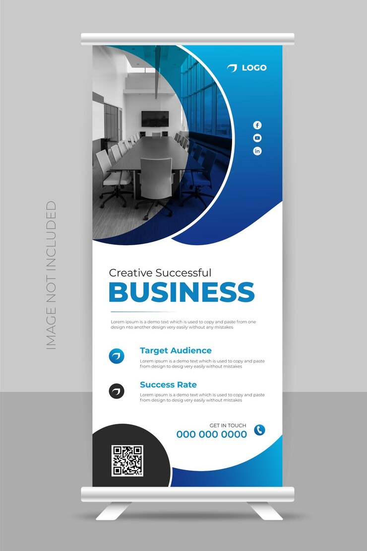 Business x design banner segnaletica retrattile o roll up promozionale standee