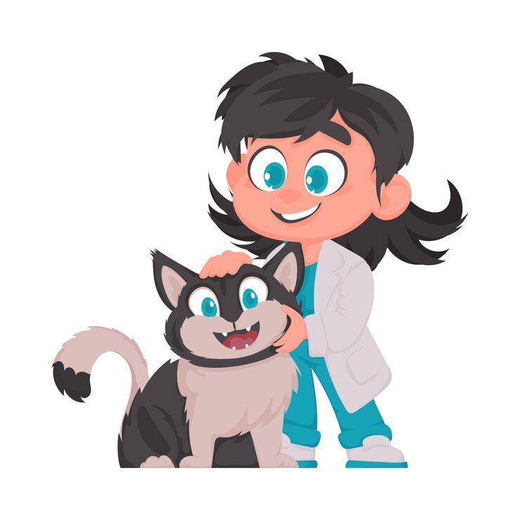Vettore c'è qualcuno che si prende cura degli animali e li tiene bene proprio come un medico per animali illustrazione vettoriale
