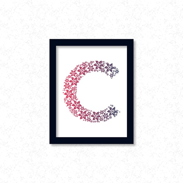 C Lettera Flower Design Con Cornice