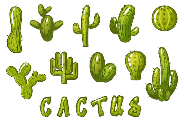 Cactus. Cactus messicano del fumetto di grande insieme, testo strutturato divertente CACTUS