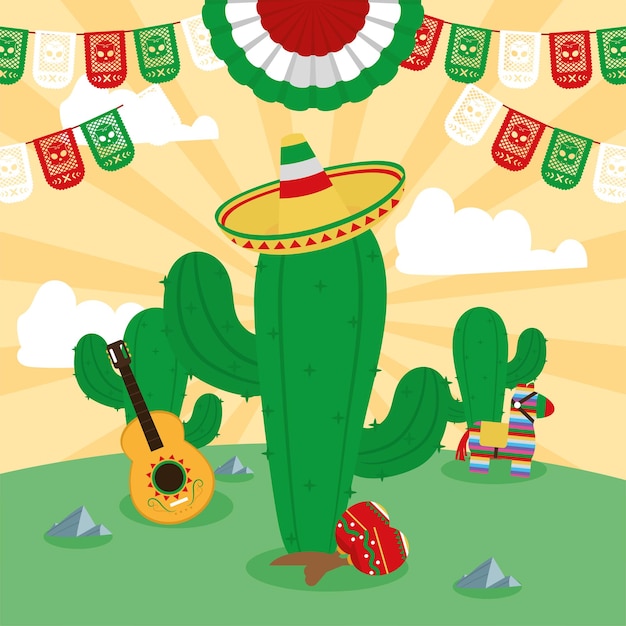 Cactus messicano e icone