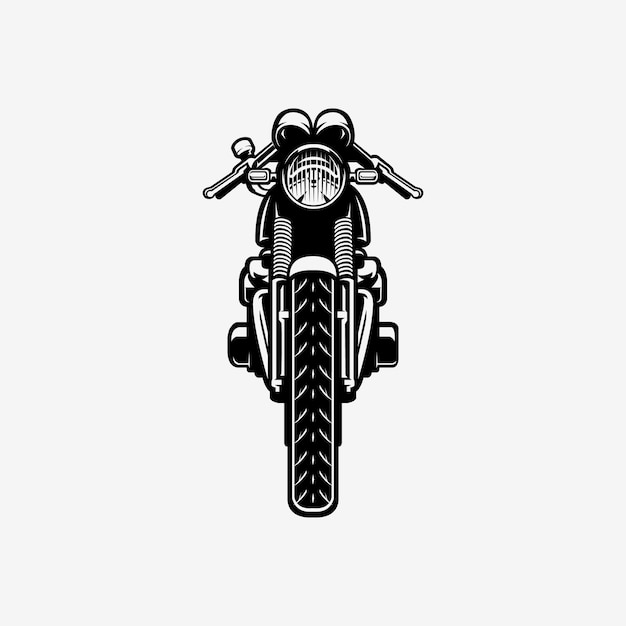 Cafe Racer moto vista frontale arte vettoriale silhouette illustrazione isolata