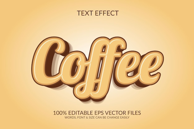 Caffè 3D Editable Vector Eps Text Effect Template Design
