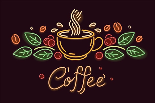 Caffè alla luce al neon