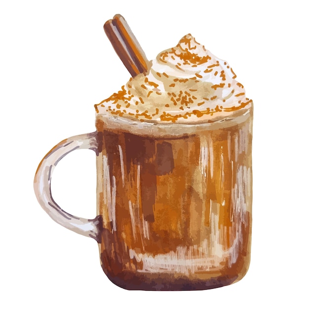 Caffè autunnale disegnato a mano di zucca latte clipart