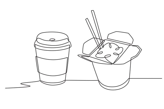 Caffè e shihlin concetto di fast food disegno on-line