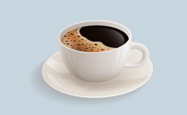 Caffè nero in una tazza bianca Illustrazione vettoriale Schizzo