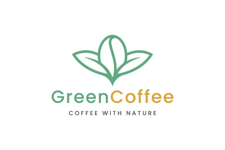 Caffè stato e logo foglia per la salute