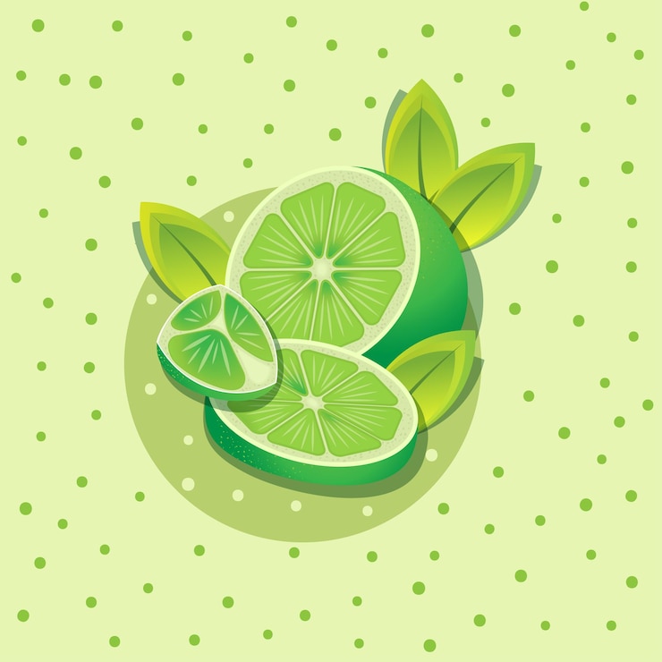 Vettore calce verde affettata fresca illustrazione con priorità bassa dei punti