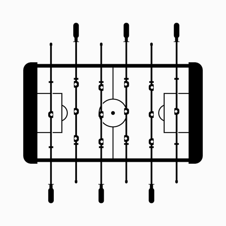Vettore calcio balilla, kicker o calcetto, gioco da tavolo