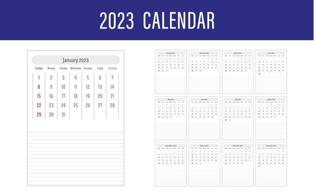 Calendario 2023 calendarium giorno numero settimana pianificatore tempo riunione affari