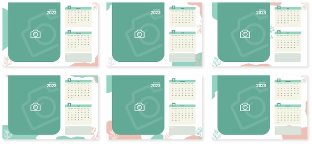 Calendario 2023 con layout di stampa di grande formato. mesi interi. design elegante, semplice e casual.