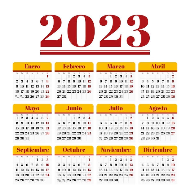 Calendario 2023 Spagna