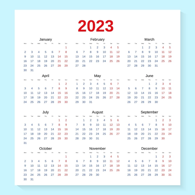 Calendario annuale 2023 Illustrazione vettoriale