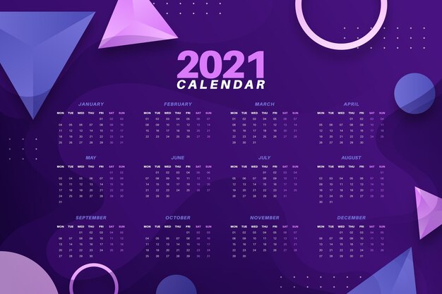 Calendario astratto del nuovo anno 2021