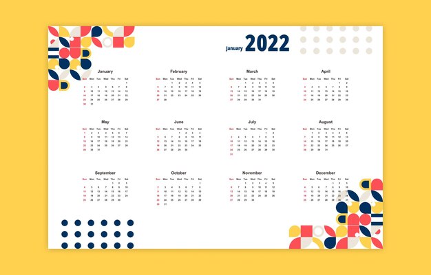 Calendario aziendale professionale 2022 in stile geometrico