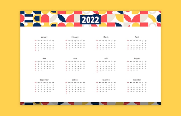 Calendario aziendale professionale 2022 in stile geometrico