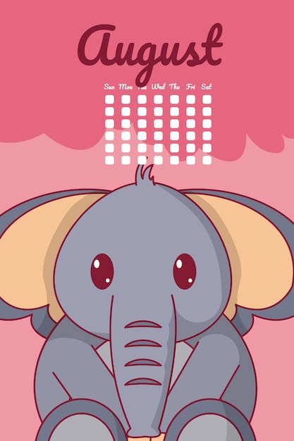 Calendario carino elefante