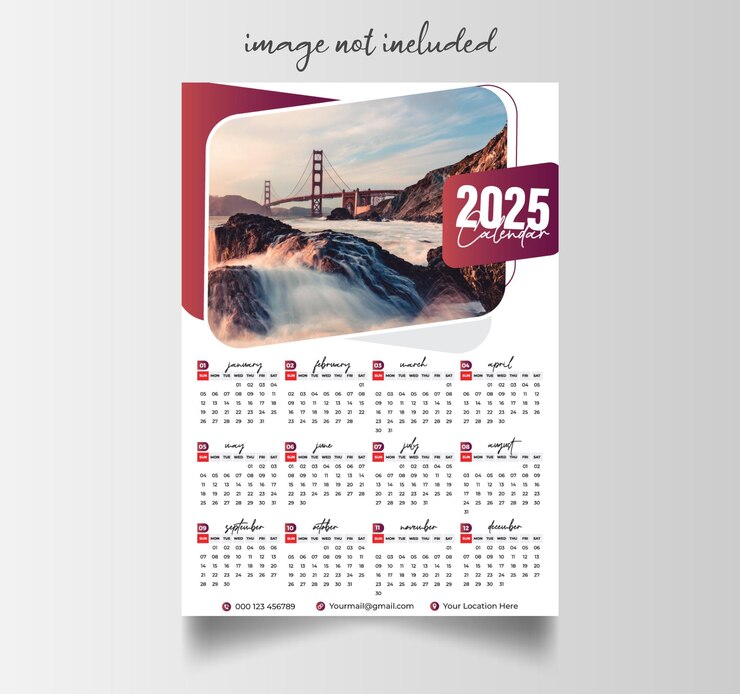 Calendario da parete 2025 in stile minimalista