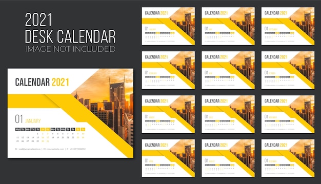 Calendario da tavolo 2021 Premium, calendario da tavolo per il 2021, modello di calendario da tavolo 2021