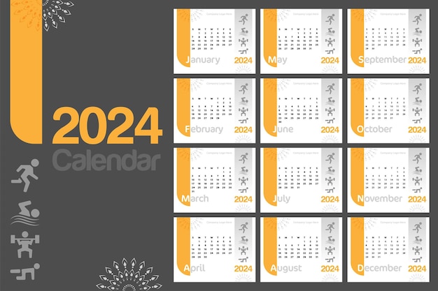 Calendario del 2024 con un grande concetto di data floreale